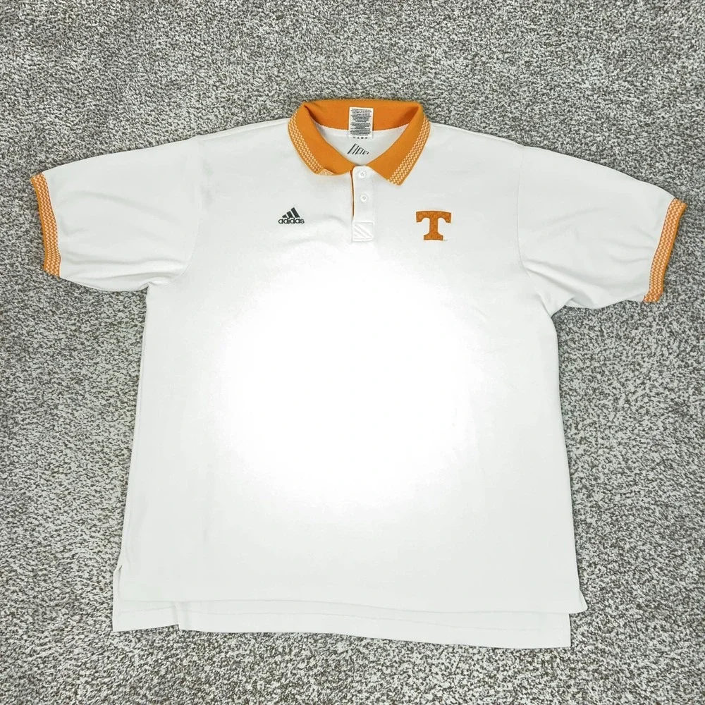 Vintage Tennessee Volunteers Shirt Men XL White Orange NCAA Adidas Polo Football